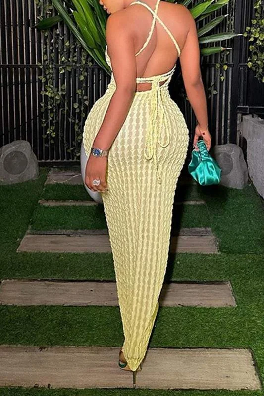 SHEER HALTER LONG DRESS