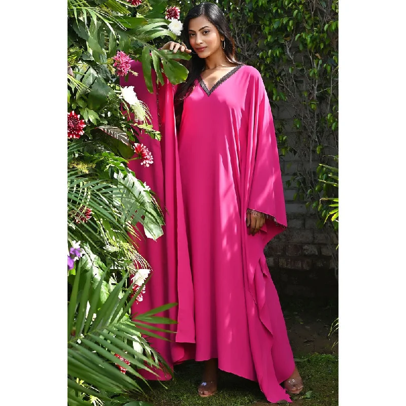 First Resort by Ramola Bachchan Bright Pink Neckline Kaftan Dress with Belt (Set of 2) First Resort by Ramola Bachchan Bright Pink Neckline Kaftan Dress with Belt (Set of 2)