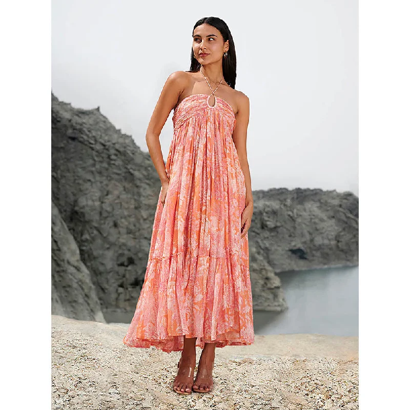 House of Soi Orange & Pink Eva Printed Dress