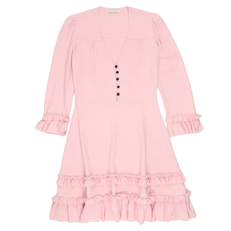 Bella Freud Pink Crepe Raw Edge Dress