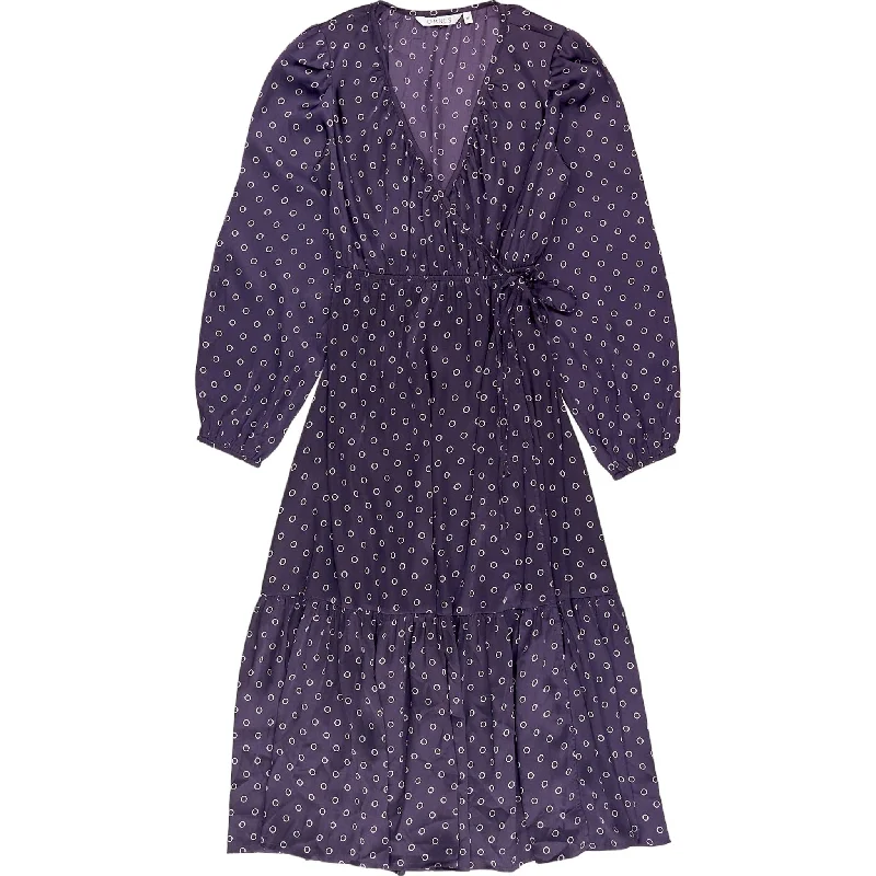 Omnes Long Sleeve Purple Polka Dot Dress