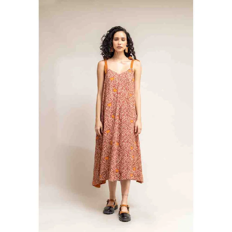 Doodlage Rust Printed Slip Dress