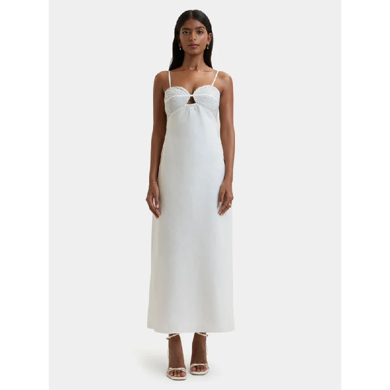 Bouji Palma Embroidered Linen Dress White