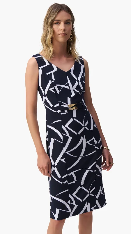 Silky Knit Geo Print Sheath Dress. Style JR251108