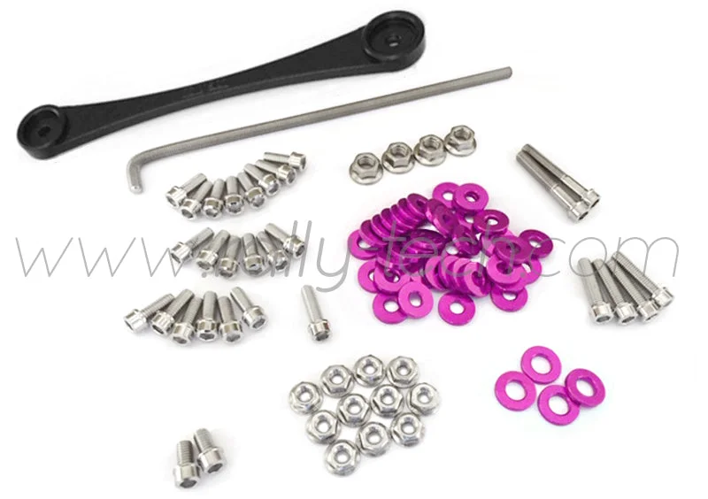 ENGINE BAY DRESS UP BOLT KIT & BILLET BATTERY CLAMP - HONDA K20 - PURPLE