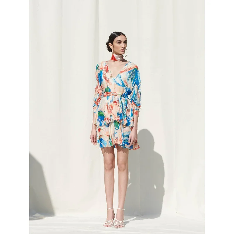 Mandira Wirk Multi-Color Printed Chiffon Dress With Slip (Set Of 2)