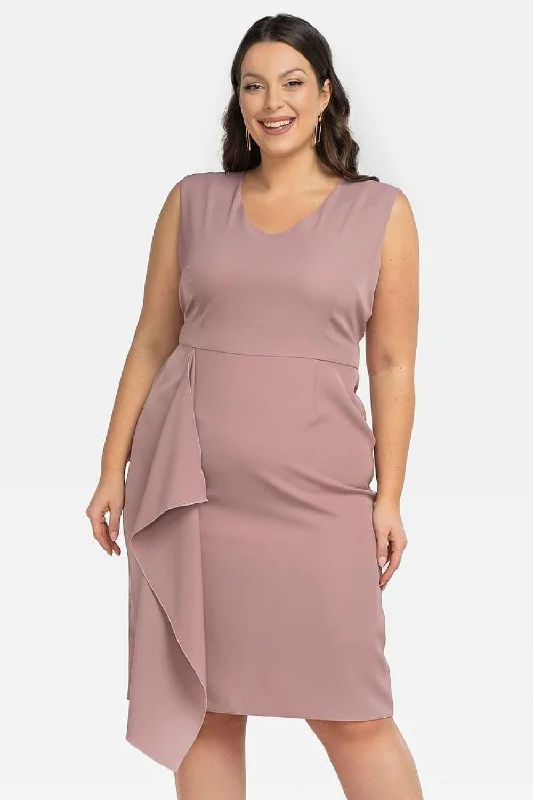 Plus Size Evening Dress Mila Model 197781 with Ruffle Details and Elegant Round Neckline