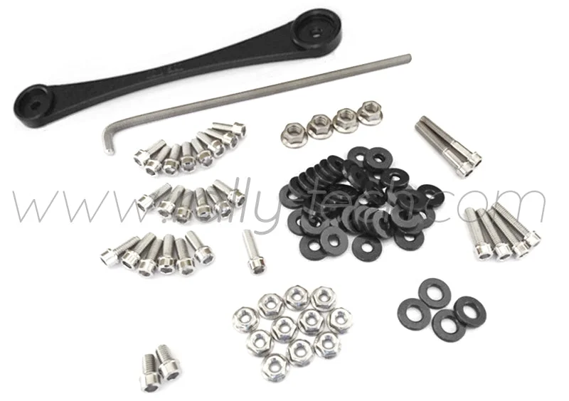 ENGINE BAY DRESS UP BOLT KIT & BILLET BATTERY CLAMP - HONDA K20 - BLACK