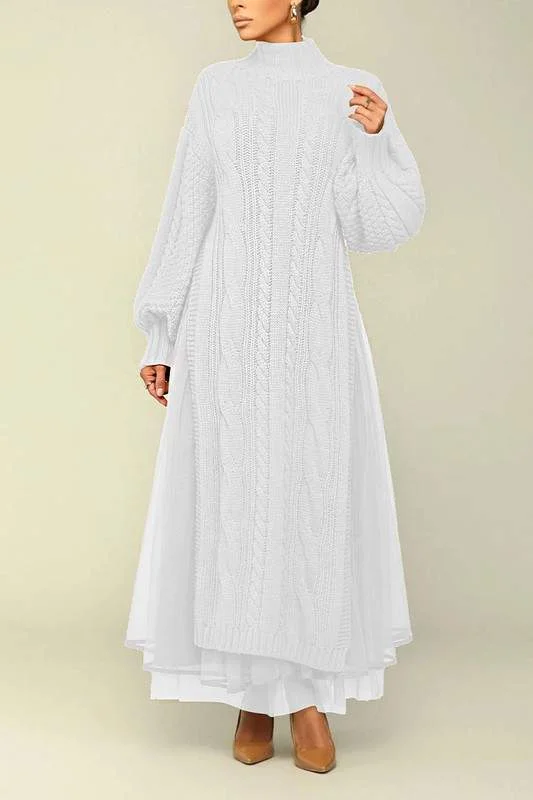 TULLE KNITTED LONG DRESS SET