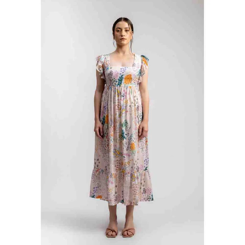 Doodlage Multicolor Printed Lily Bow Dress