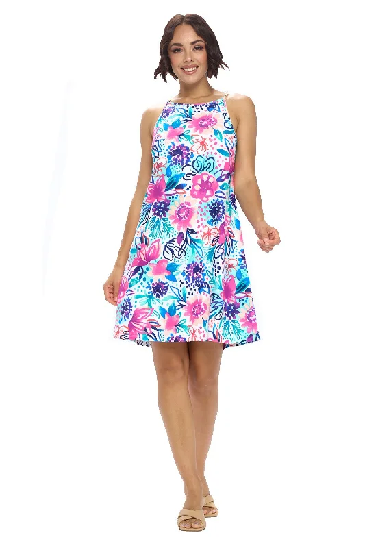 Andy Chain Strap Dress In White Floral