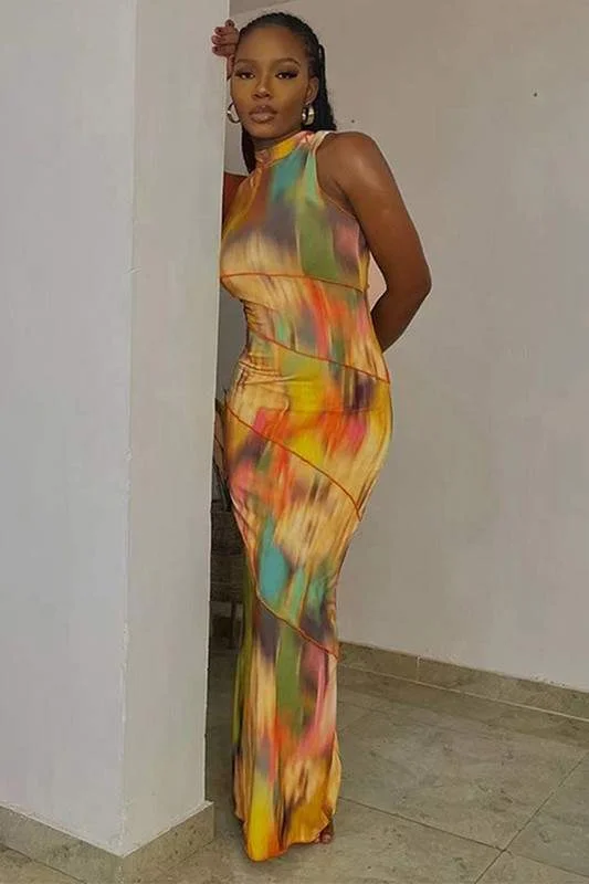 TIE DYE SLEEVELESS LONG DRESS