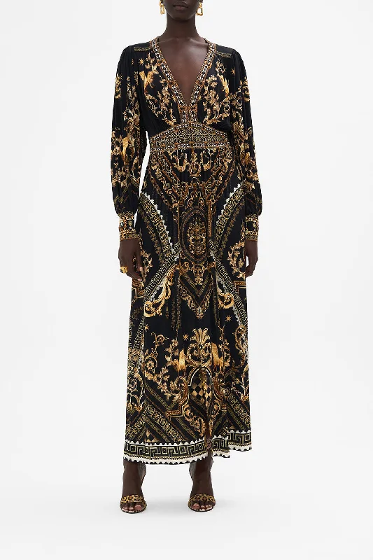 V NECK WAISTED JERSEY DRESS DUOMO DYNASTY Tunics Party sparkling