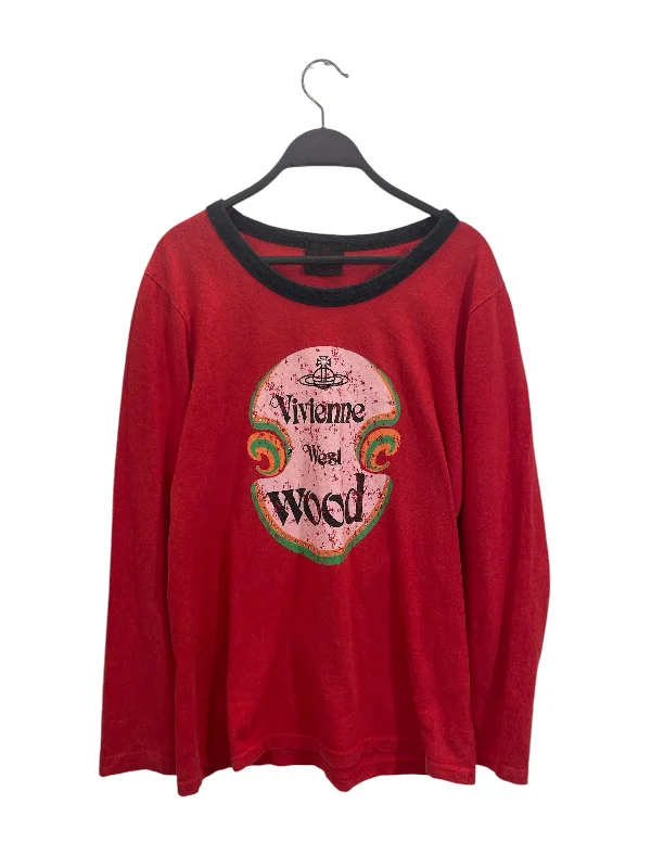 Vivienne Westwood RED LABEL/LS T-Shirt/Graphic/Cotton/RED/MOD. 28 YM023 Ribbed Striped Patterned Vivienne Westwood RED LABEL/LS T-Shirt/Graphic/Cotton/RED/MOD. 28 YM023 Ribbed Striped Patterned