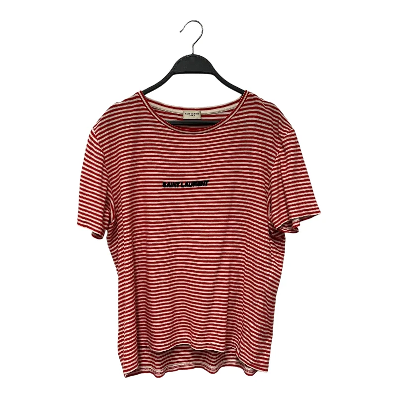 SAINT LAURENT/T-Shirt/M/Stripe/Cotton/RED/ Modern Contemporary Chic