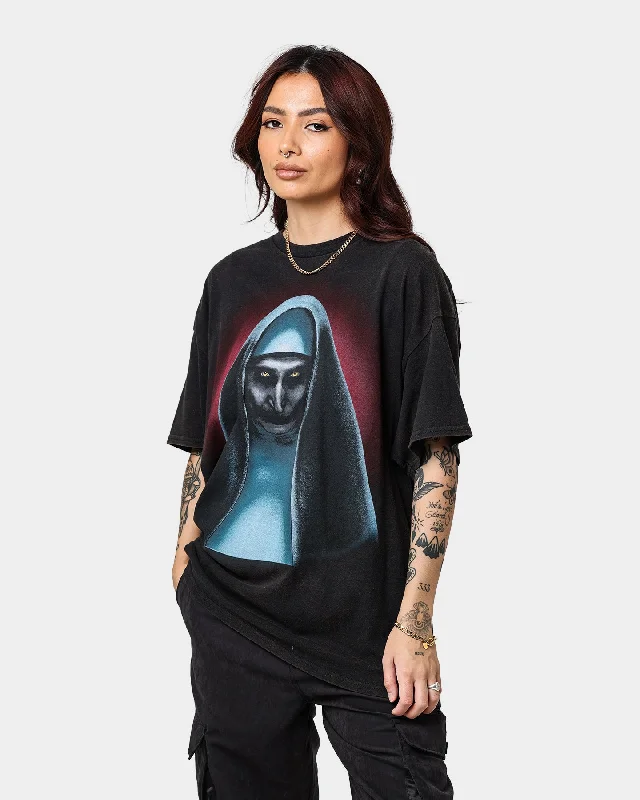 American Thrift The Nun Vintage T-Shirt Black Wash Embroidered Appliqued Beaded