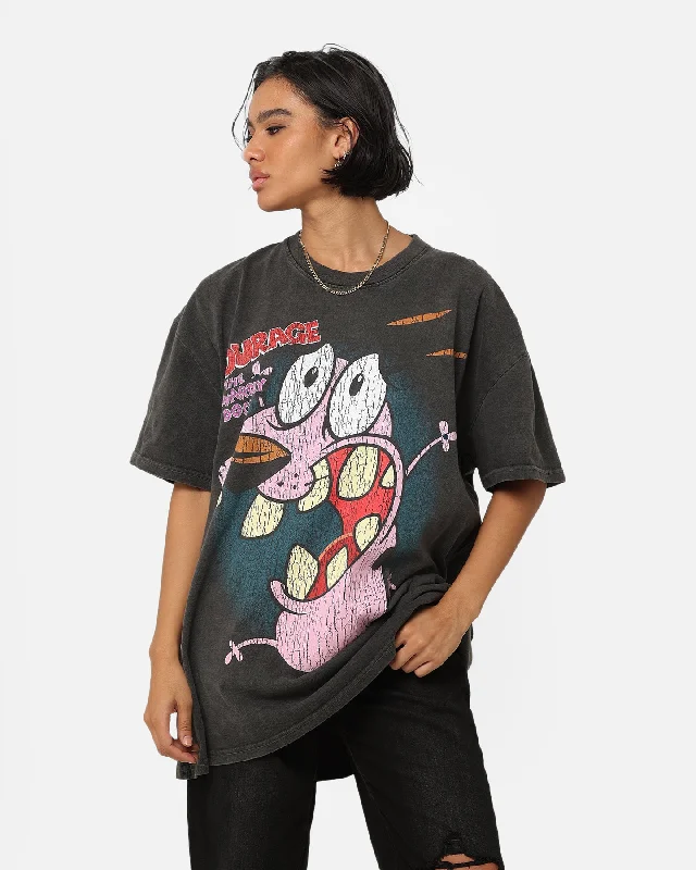 American Thrift X Cartoon Network Courage Heavyweight T-Shirt Black Wash Denim Fabric Leather Fabric Suede Fabric American Thrift X Cartoon Network Courage Heavyweight T-Shirt Black Wash Denim Fabric Leather Fabric Suede Fabric