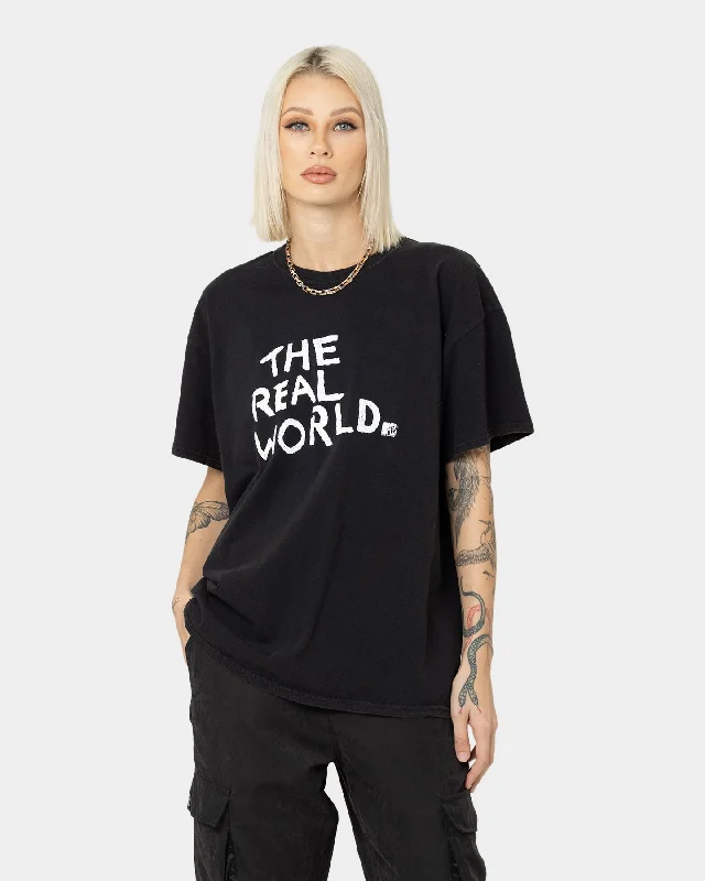 American Thrift X MTV The Real World Vintage T-Shirt Black Wash Machine Wash Dry Clean Hand Wash