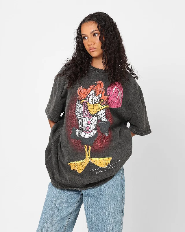 American Thrift X Warner Bros. Daffywise Heavyweight Vintage T-Shirt Black Wash V-Neck T-Shirt Long Sleeve Cotton American Thrift X Warner Bros. Daffywise Heavyweight Vintage T-Shirt Black Wash V-Neck T-Shirt Long Sleeve Cotton