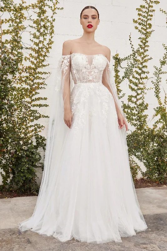 Andrea & Leo Couture ISABEL A1080W Wedding Dress Size 6 A Line Sheer Lace Cape Sleeves Crew Neckline Sporty Andrea & Leo Couture ISABEL A1080W Wedding Dress Size 6 A Line Sheer Lace Cape Sleeves Crew Neckline Sporty