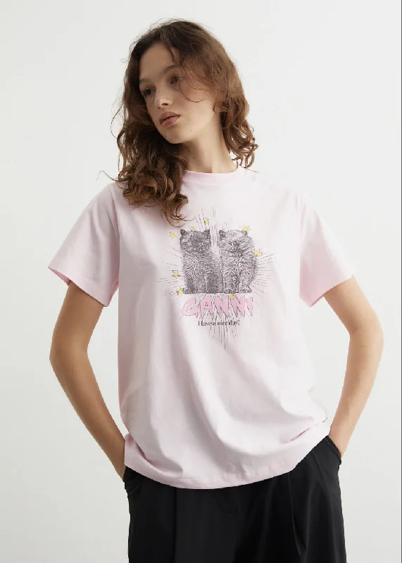 Basic Jersey Kittens Relaxed T-Shirt Spandex Blend Rayon Blend Denim Blend
