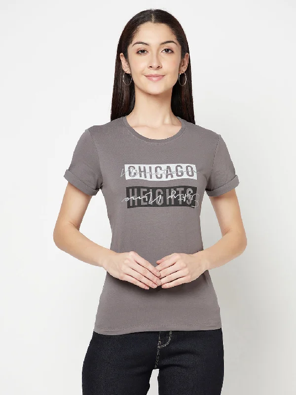 Women's Casual Regular Short Sleeve Grey Round neck Typographic Print T-Shirt Houndstooth Herringbone Solid Women's Casual Regular Short Sleeve Grey Round neck Typographic Print T-Shirt Houndstooth Herringbone Solid
