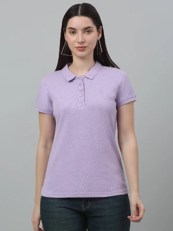 Women's Casual Regular Short Sleeve Lavender Polo neck T-Shirt Notch Collar Peter Pan Collar Cowl Neck Women's Casual Regular Short Sleeve Lavender Polo neck T-Shirt Notch Collar Peter Pan Collar Cowl Neck