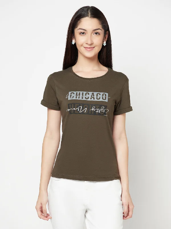Women's Casual Regular Short Sleeve Olive Green Round neck Typographic Print T-Shirt Notch Collar Peter Pan Collar Cowl Neck Women's Casual Regular Short Sleeve Olive Green Round neck Typographic Print T-Shirt Notch Collar Peter Pan Collar Cowl Neck