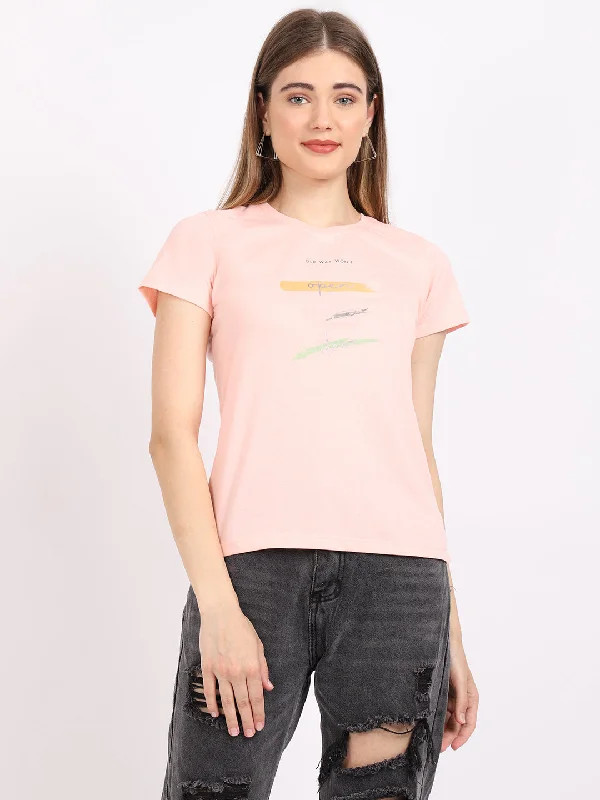 Women's Casual Regular Short Sleeve Pink Round neck Typographic Print T-Shirt Print Jacquard Patchwork Women's Casual Regular Short Sleeve Pink Round neck Typographic Print T-Shirt Print Jacquard Patchwork