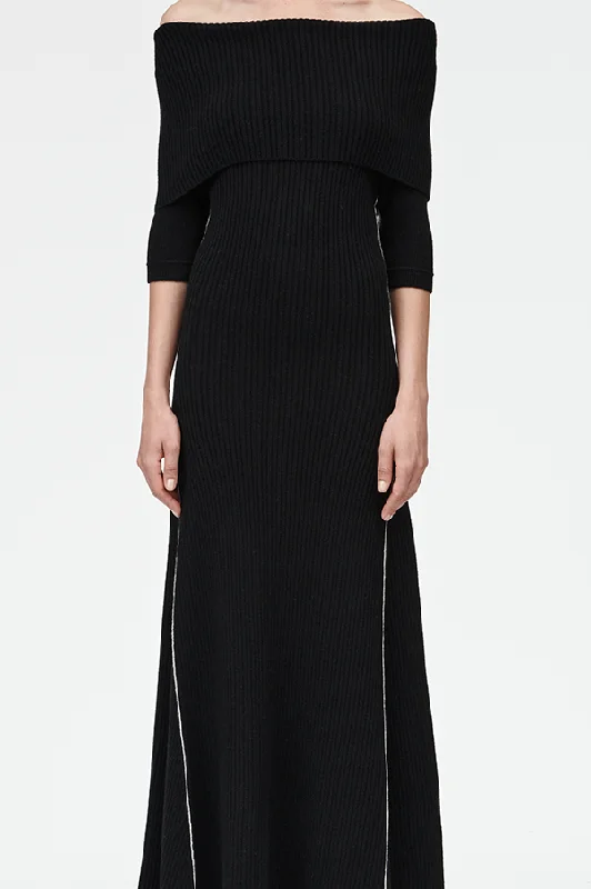 Cape Godet Dress in Black (Sold Out) Tunics Trousers formal