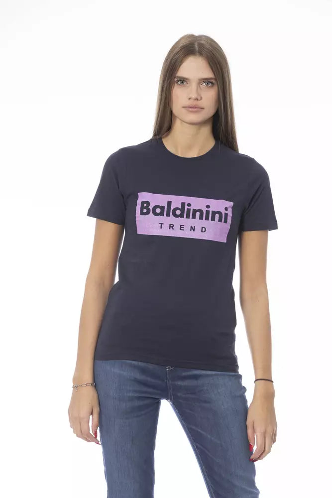 Blue Cotton Women T-Shirt Collared T-Shirt Boat Neck A-Line