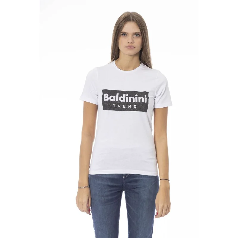 White Cotton Women T-Shirt Zippered Buttoned Snapped