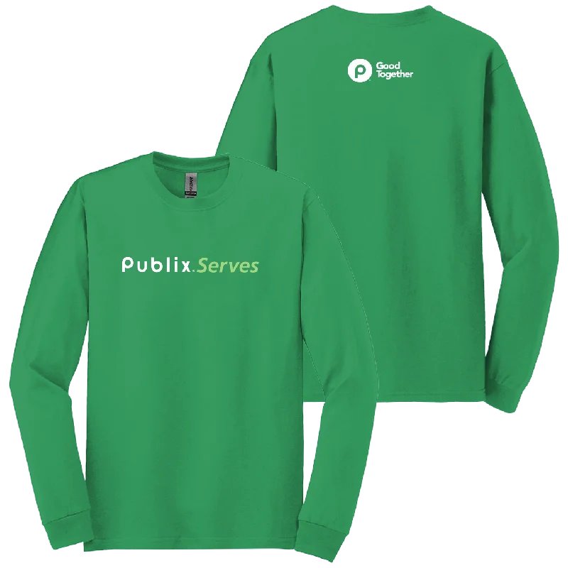 Publix Serves Good Together Long Sleeve T-Shirt Asymmetrical Pockets Print