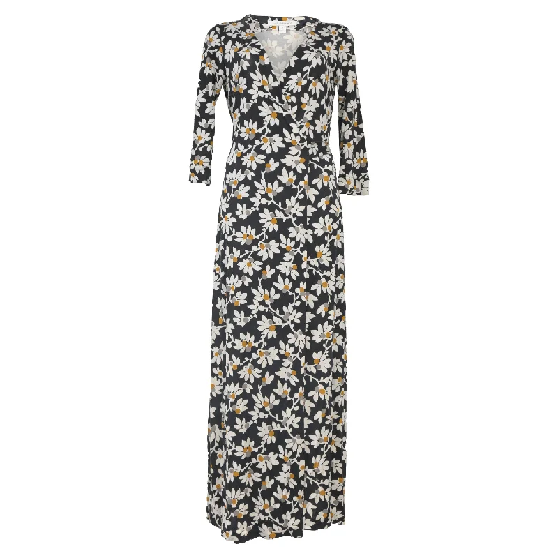 Diane von Furstenberg Floral Print Long Dress in Black Viscose Off-the-shoulder Chic Trendy Diane von Furstenberg Floral Print Long Dress in Black Viscose Off-the-shoulder Chic Trendy