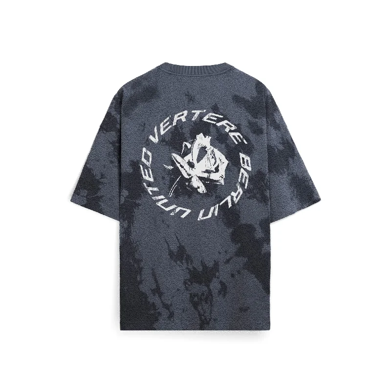 DISTRESSED ROSE T-SHIRT - NAVY Faux Fur Fabric Real Fur Fabric Shearling Fabric