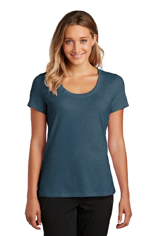 District Womens Flex Short Sleeve Scoop Neck T-Shirt - Heather Neptune Blue Elegant Classic Vintage