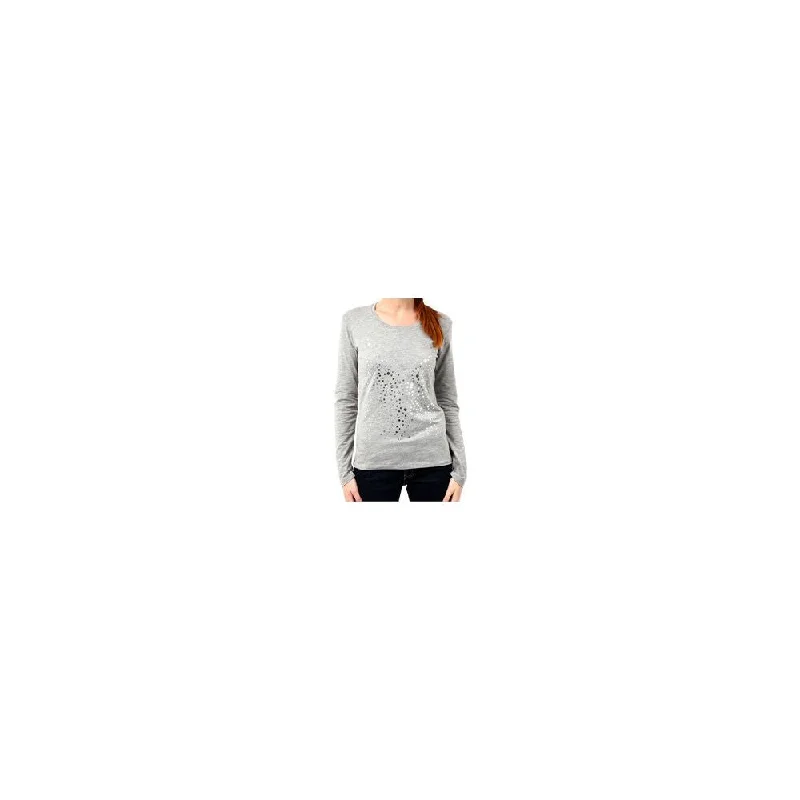 Gray Cotton Women T-Shirt Spandex Blend Rayon Blend Denim Blend