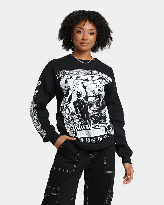 Goat Crew Anime Long Sleeve T-Shirt Black Spandex Blend Rayon Blend Denim Blend