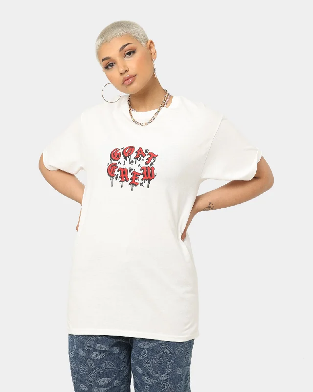 Goat Crew Drip Logo T-Shirt White/Red Collared Crew Neck Turtle Neck