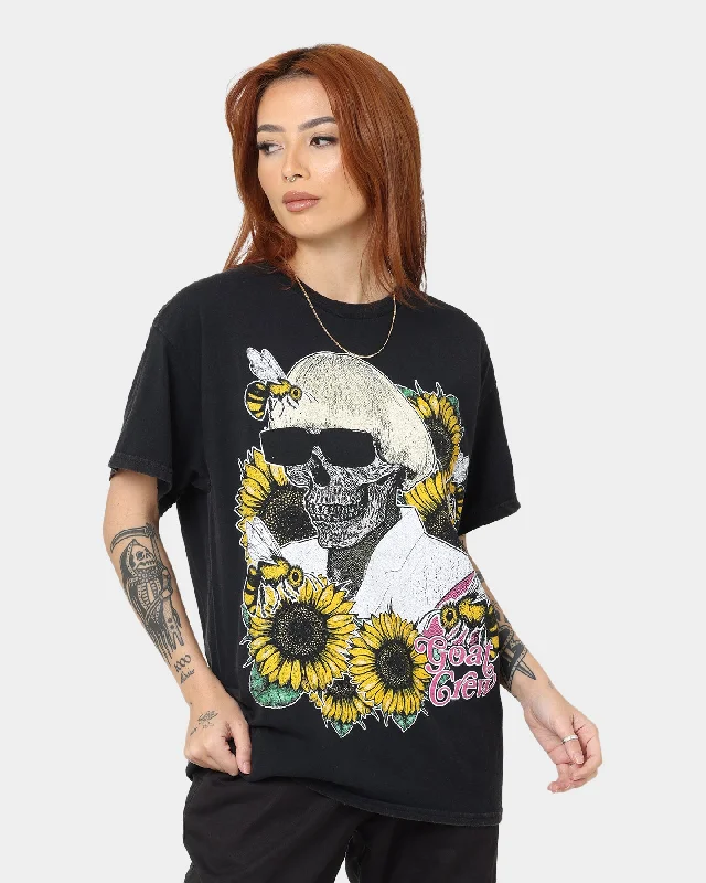 Goat Crew Flower Skull Vintage T-Shirt Black Wash Houndstooth Herringbone Solid
