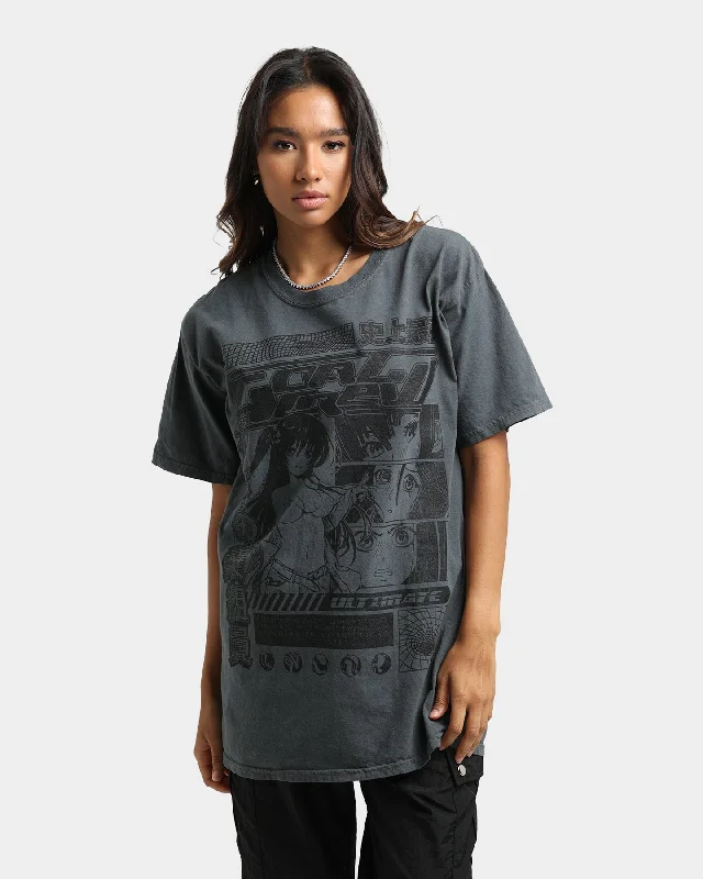 Goat Crew Original Anime Vintage T-Shirt Off Black Striped Floral Plaid