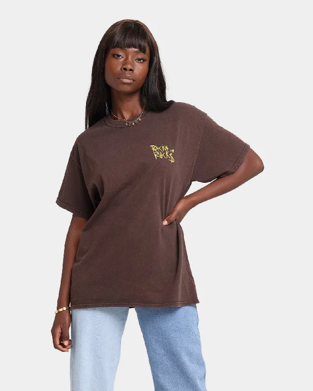 Goat Crew Racks Vintage T-Shirt Washed Brown Casual Formal Business