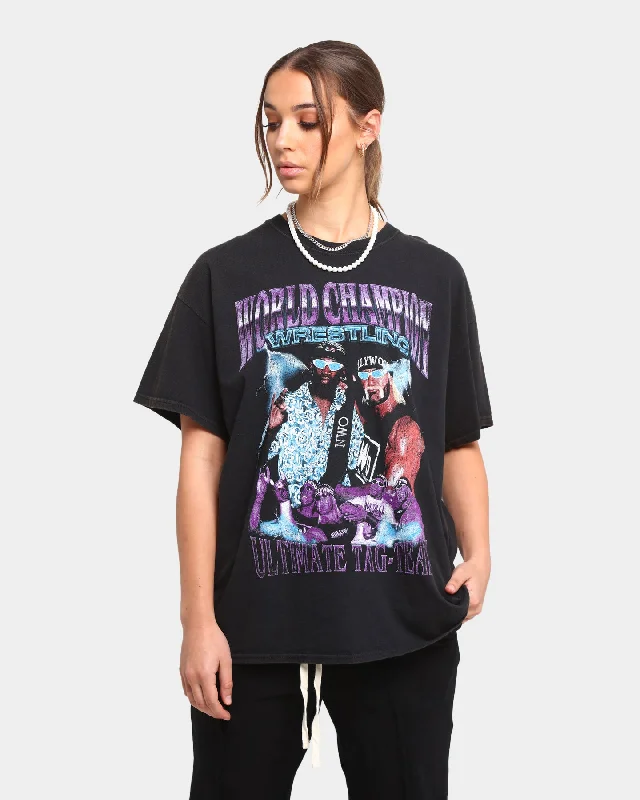 Goat Crew Tag Team Vintage Short Sleeve T-Shirt Black Wash Mesh Canvas Denim