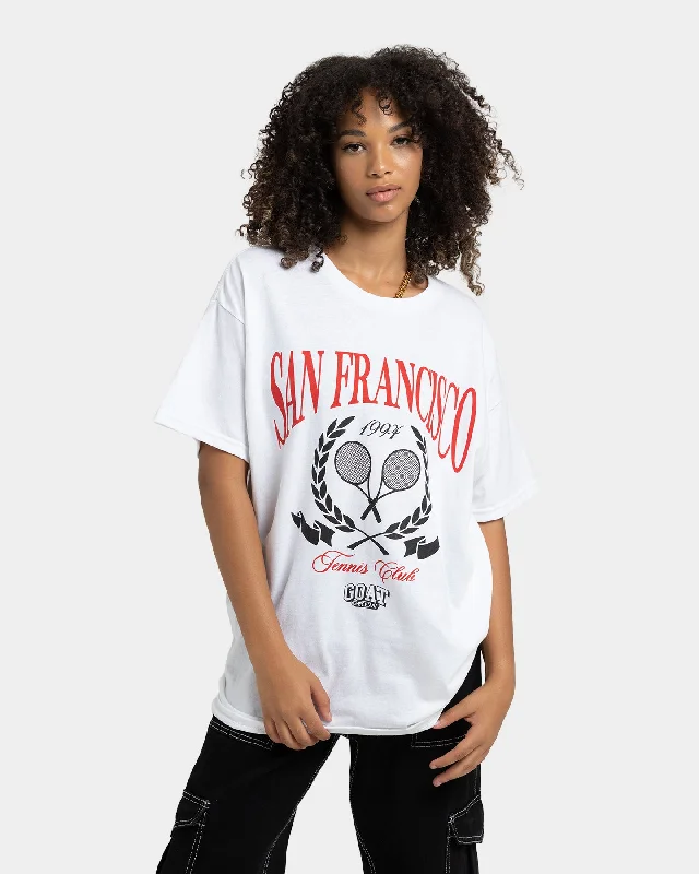 Goat Crew Tennis Club T-Shirt White Fitted T-Shirt Seamless Stretchy