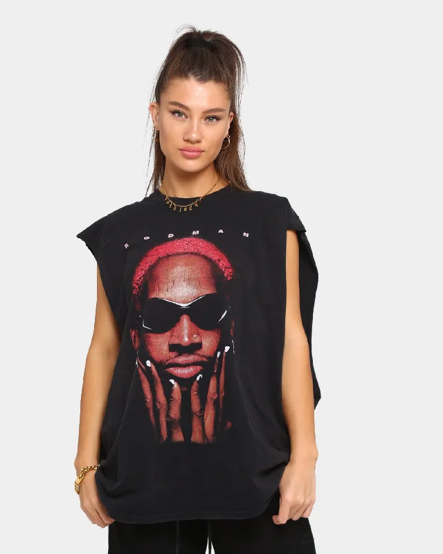 Goat Crew Worm Vintage Muscle T-Shirt Black Wash Sequined Glittery Shiny