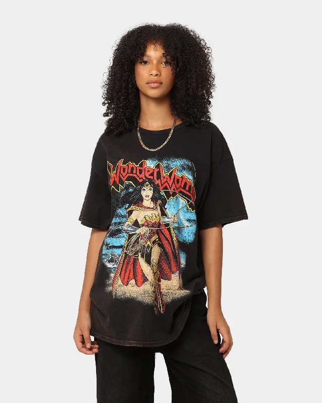 Goat Crew X DC Wonder Woman Metal Vintage T-Shirt Black Wash Striped Floral Plaid