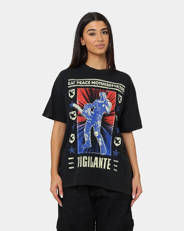Goat Crew X Peacemaker Vigilante Vintage T-Shirt Washed Black Fleece Fabric Down Fabric Feather Fabric Goat Crew X Peacemaker Vigilante Vintage T-Shirt Washed Black Fleece Fabric Down Fabric Feather Fabric