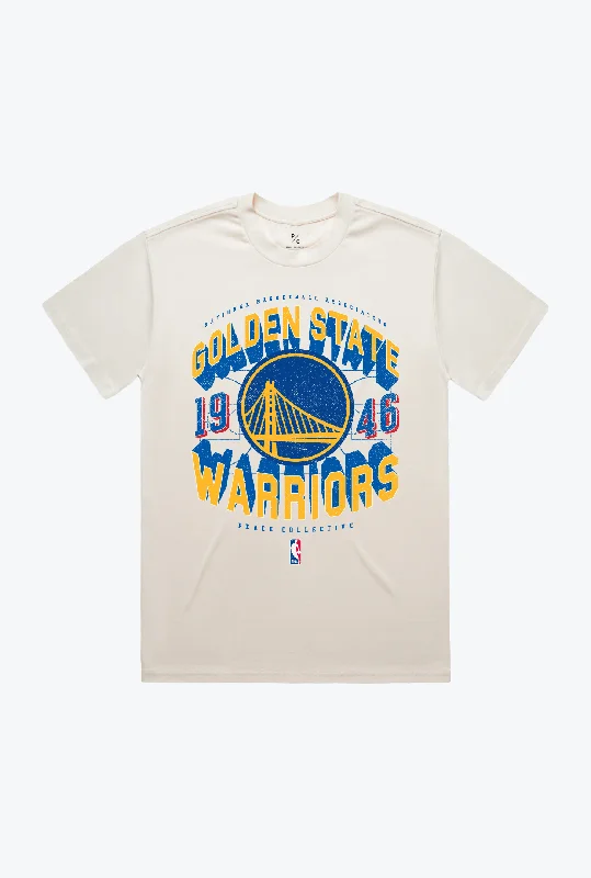 Golden State Warriors Court Premium T-Shirt - Ivory Iron Safe Non-Iron Wrinkle Free