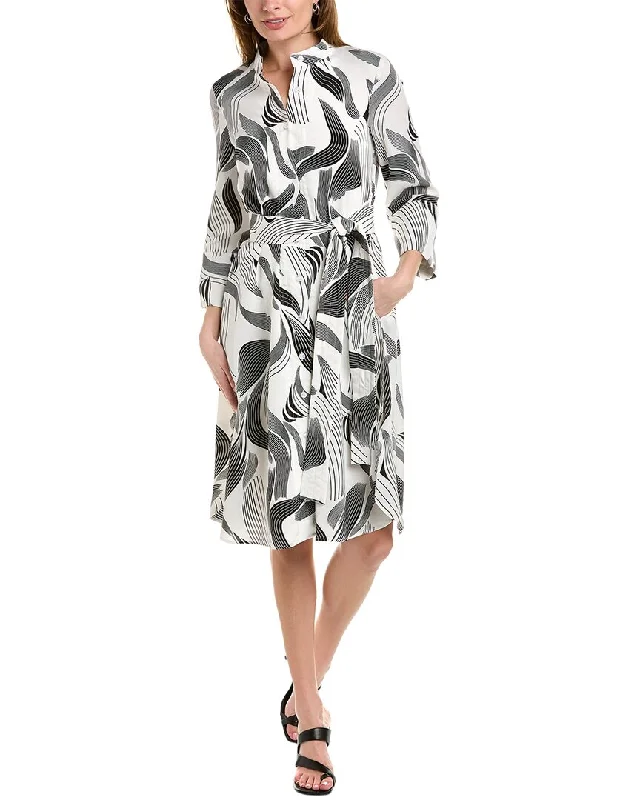 Gracia Tie Waist Shirtdress Tunics Solid Classic