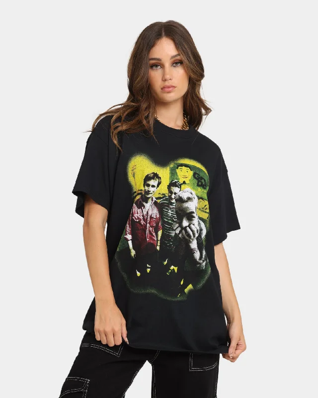 Green Day Neon Photo T-Shirt Black Iron Safe Non-Iron Wrinkle Free